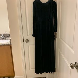 Tahari Dark Green Velvet Evening Gown
